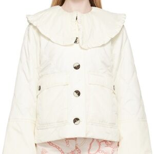 Ganni Off-White Quilted Puffer Jacket Size EU 42/L